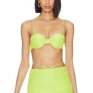 Camila Coelho Neon Lime Bra-Style Crop Top